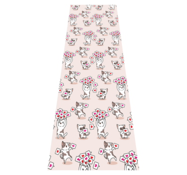 Bedroom carpet with cats and heart icons pattern - TenStickers
