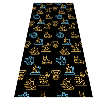 Bedroom carpet with neon vector icons on black - TenStickers