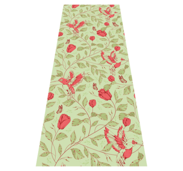 Bedroom carpet with red tulips on green background - TenStickers