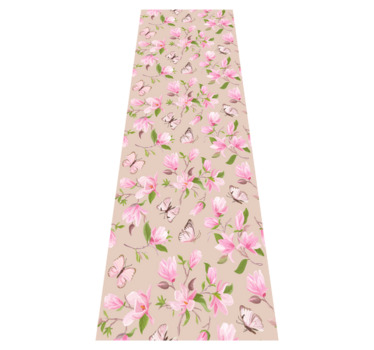 Bedroom carpet with pink magnolia and butterfly design - TenStickers
