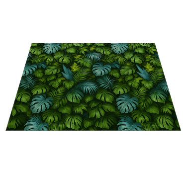 Tropical green and blue leaves bedroom carpet - TenStickers