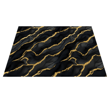 Bedroom carpet in black marble with gold motif - TenStickers