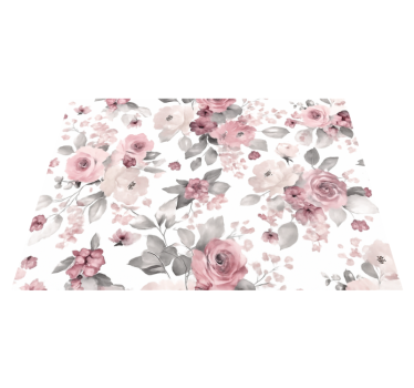 Bedroom carpet in grey delicate blossom pattern - TenStickers