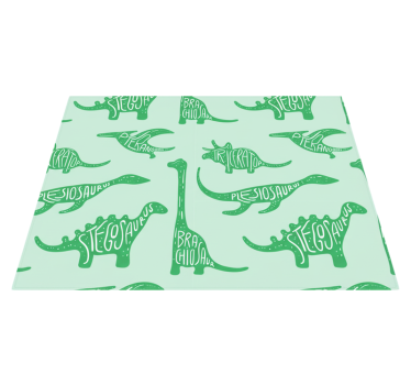 Bedroom carpet featuring named green dinosaurs - TenStickers