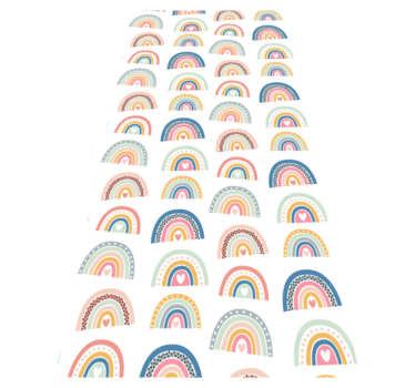 Bedroom carpet with colorful minimalistic rainbows - TenStickers