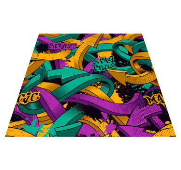 Bedroom carpet with realistic graffiti design - TenStickers