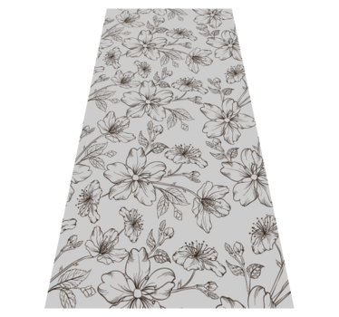 Bedroom carpet with black flowers on gray background - TenStickers