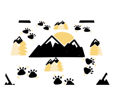 Bedroom carpet with mountain footprints on white - TenStickers