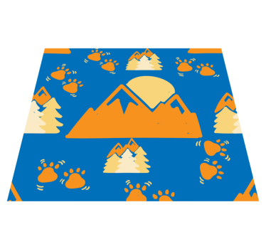 Bedroom carpet with mountain footprints on blue - TenStickers