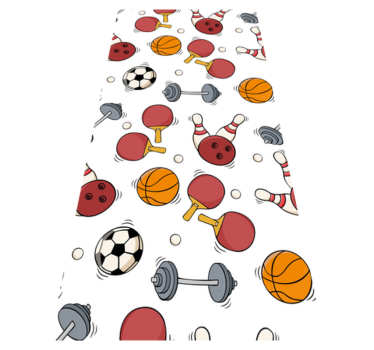 Bedroom carpet featuring doodle sketch sports gear - TenStickers