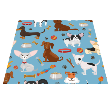 Dogs pattern on blue background bedroom carpet - TenStickers