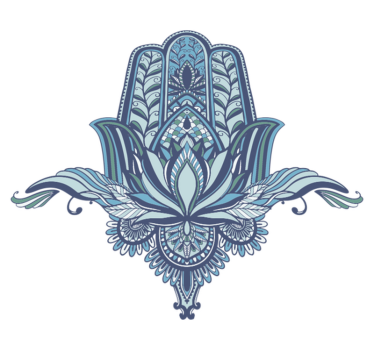 Bedroom carpet with blue hamsa hand design - TenStickers