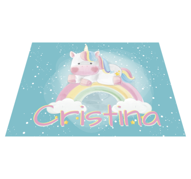 personalizable unicorn babies vinyl rug - TenStickers