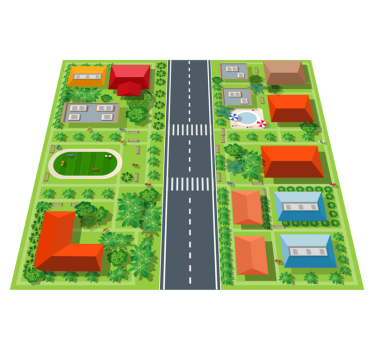 Playful Townscape kids carpet - TenStickers