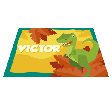 Dinosaur personalised name vinyl rug - TenStickers