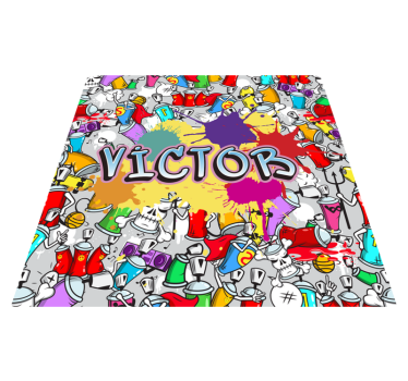 Multicolour graffiti personalised vinyl rug - TenStickers