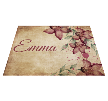 vintage florid orchid personalised vinyl rug - TenStickers