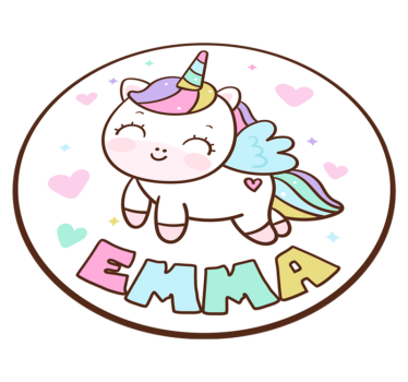 Unicorn girl personalised vinyl rug - TenStickers