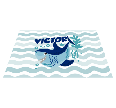 Baby Shark with name personalised vinyl rug - TenStickers