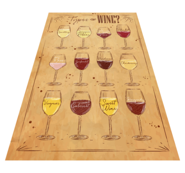 Types of Wine kitchen mat - TenStickers