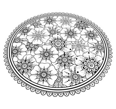 circle black mandala tile mat - TenStickers