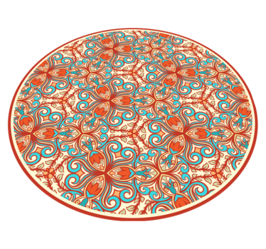 blue and orange ornaments tile mat - TenStickers