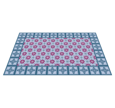 Blue and pink tile kitchen vinyl carpet tile mat - TenStickers
