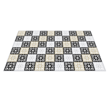 Black white and beige tile vinyl carpet tile mat - TenStickers