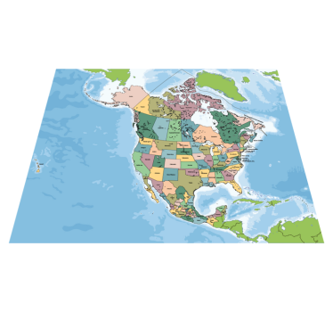 North American map vinyl map rug - TenStickers