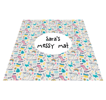 Unicorn personalised messy mat personalised vinyl rug - TenStickers