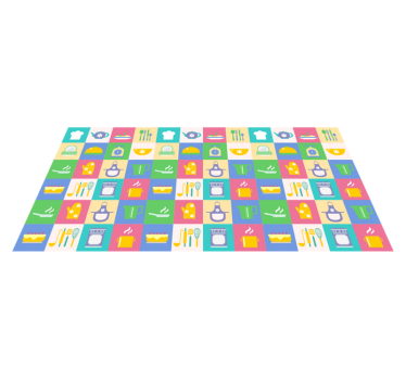 Vibrant Kitchen Symbols kitchen mat - TenStickers