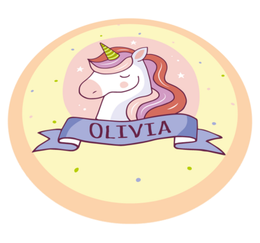 unicorn with customisable name animal mat - TenStickers