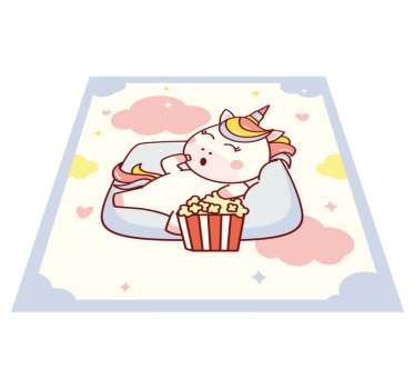 cute unicorn eating popcorn vinyl mat - TenStickers