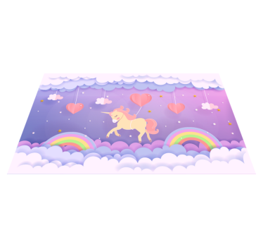 baby unicorn flying with balloons vinyl mat - TenStickers