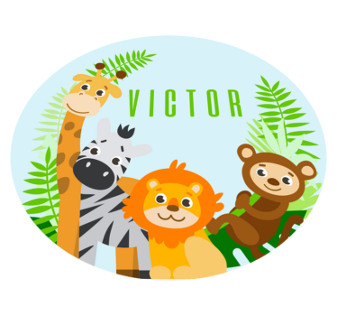 Customizable animals  personalised vinyl rug - TenStickers