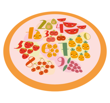 Fruity Counting Circle game rug - TenStickers