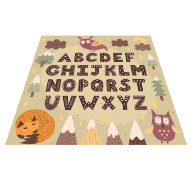 Cartoon fox alphabet alphabet rug - TenStickers