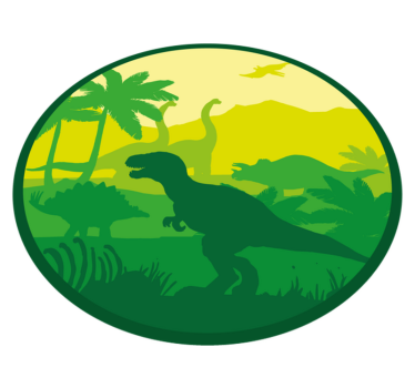 dinosaurs silhouette on beautiful landscape circular mat - TenStickers