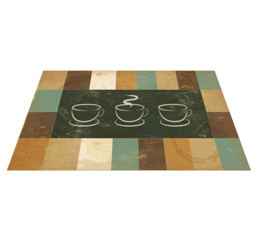 Steaming Coffee Cups kitchen mat - TenStickers