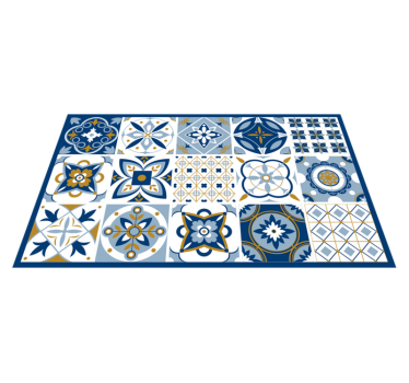 Blue Square tiles  kitchen mat - TenStickers