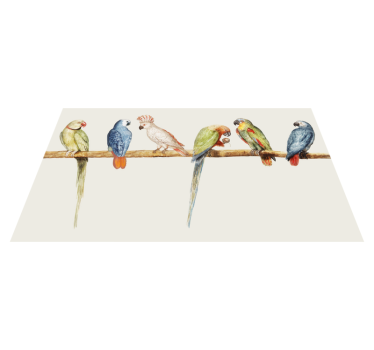 Modern gray with birds and branches flower rug - TenStickers
