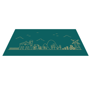 Cartoon tractor and farm objects  animal mat - TenStickers