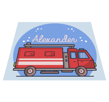 Customized name fire truck  vinyl rug - TenStickers