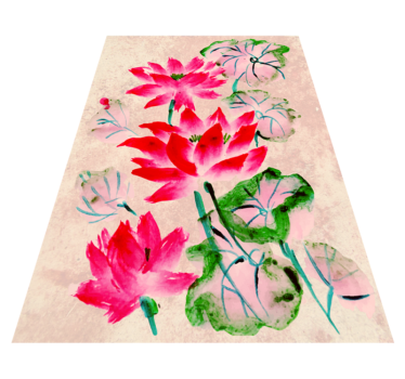 Lotus watercolour flower rug - TenStickers