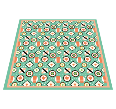 Sushi-inspired patterns kitchen mat - TenStickers