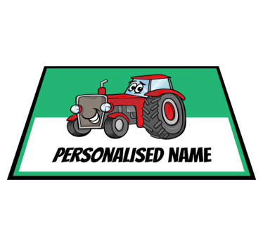 Personalised red tractor personalised vinyl rug - TenStickers