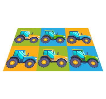 Multi-coloured Tractor Tiles kids vinyl carpet - TenStickers