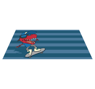 Dinosaur on skateboard animal mat - TenStickers