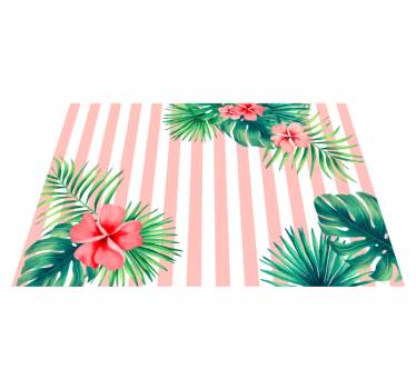 Tropical leaves with stripes flower rug - TenStickers