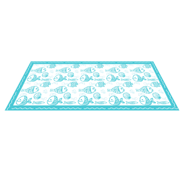Blue aquatic animals kitchen mat - TenStickers